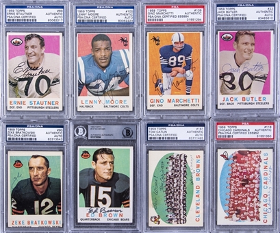 1959 Topps Football Signed Cards Graded Collection (12 Different) Including Hall of Famers 